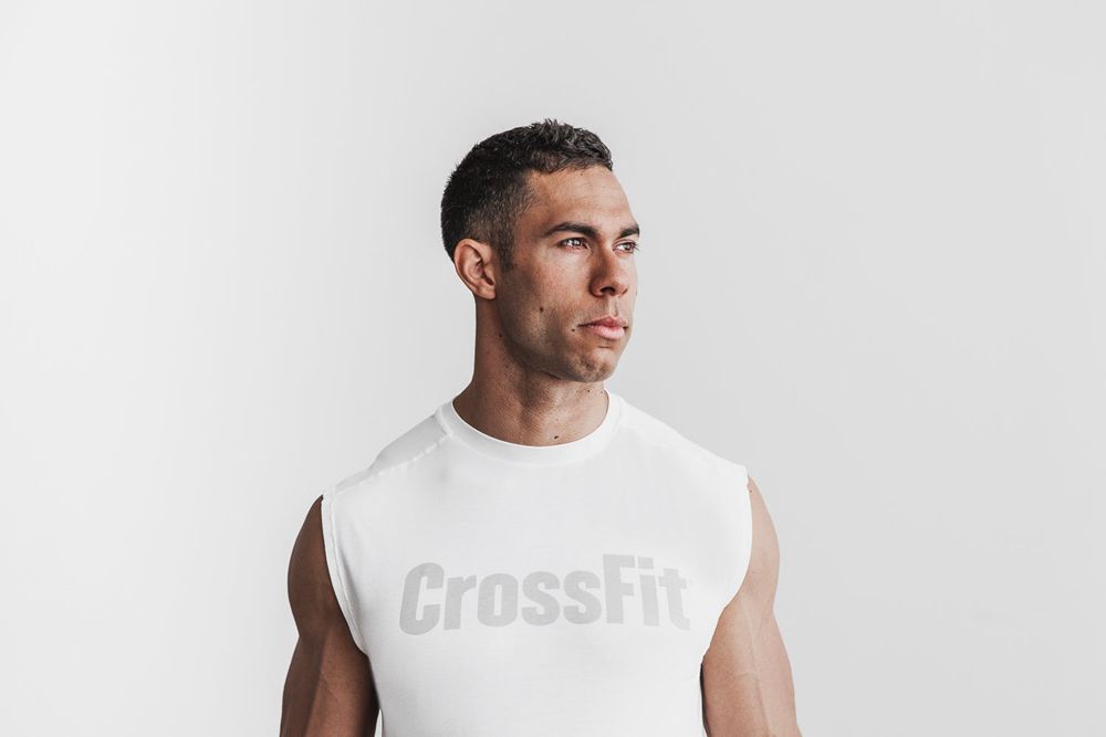 NOBULL Men's Crossfit®  Tee - White - Ireland (3715HNBJE)